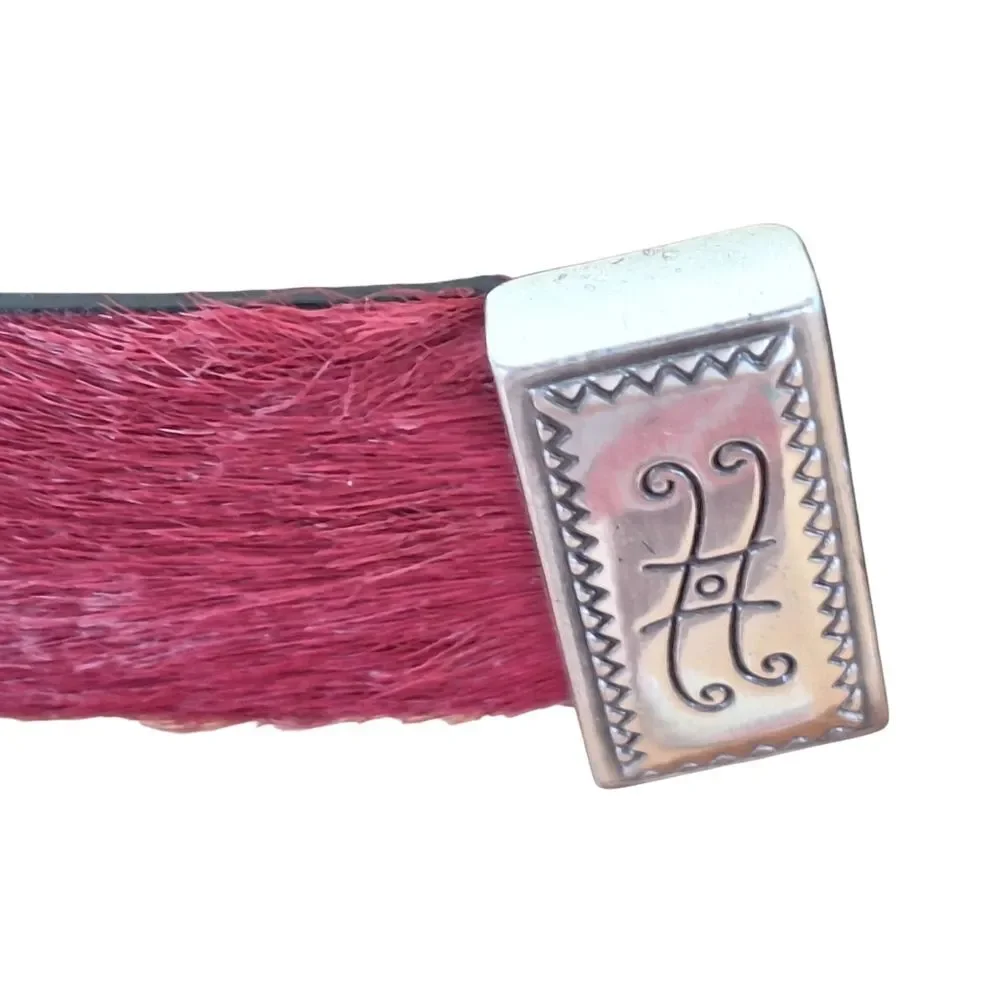 BRIGHTON Leather Calf Hair Multicolor Belt Size ML 32 Excellent Vintage Q4800